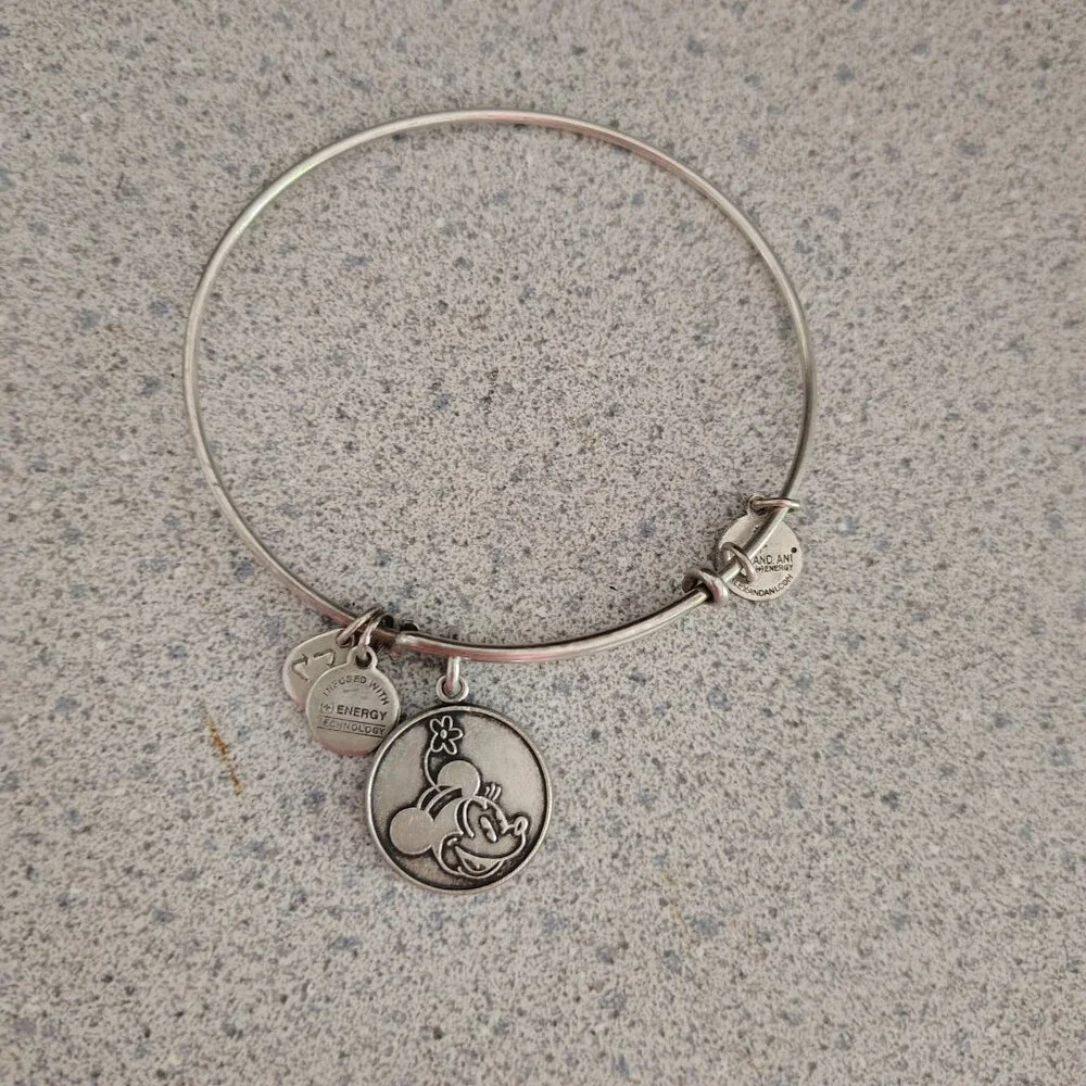 Disney Alex and Ani Minnie Mouse Silver Charm Bangle Bracelet 151